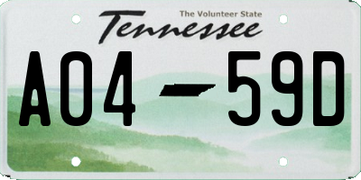 TN license plate A0459D