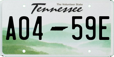 TN license plate A0459E