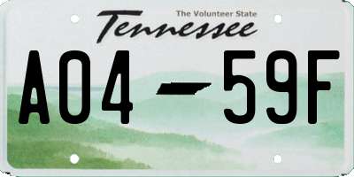 TN license plate A0459F