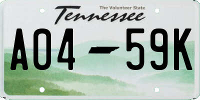 TN license plate A0459K