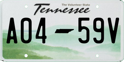 TN license plate A0459V