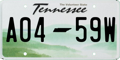 TN license plate A0459W