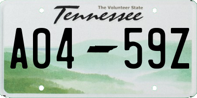 TN license plate A0459Z