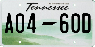 TN license plate A0460D