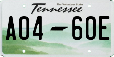 TN license plate A0460E