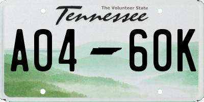 TN license plate A0460K