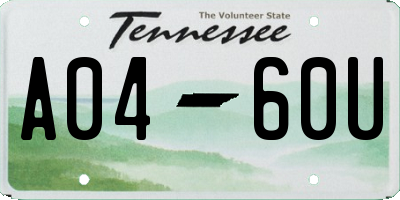 TN license plate A0460U