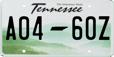 TN license plate A0460Z