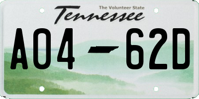 TN license plate A0462D