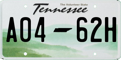 TN license plate A0462H
