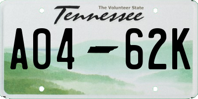 TN license plate A0462K