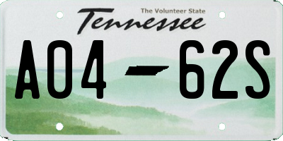 TN license plate A0462S