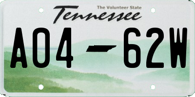 TN license plate A0462W