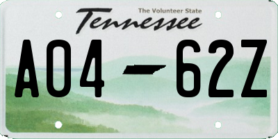 TN license plate A0462Z
