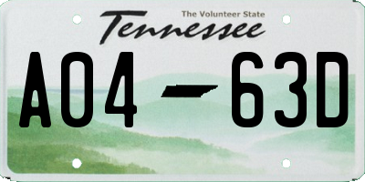 TN license plate A0463D