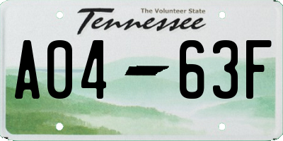 TN license plate A0463F