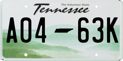 TN license plate A0463K