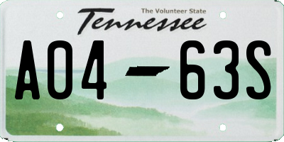 TN license plate A0463S