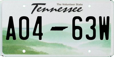 TN license plate A0463W