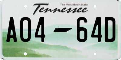 TN license plate A0464D