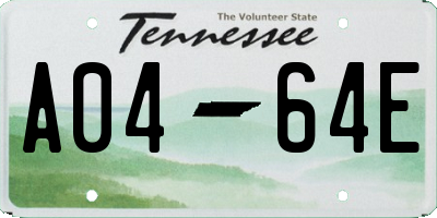 TN license plate A0464E