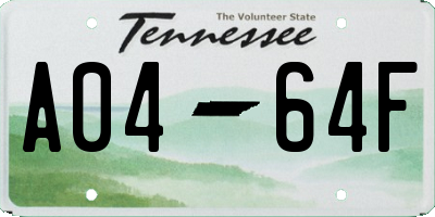 TN license plate A0464F