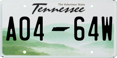 TN license plate A0464W