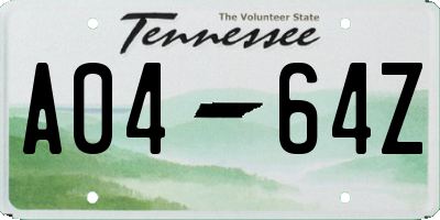 TN license plate A0464Z