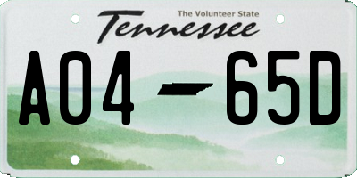 TN license plate A0465D