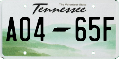 TN license plate A0465F