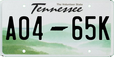 TN license plate A0465K