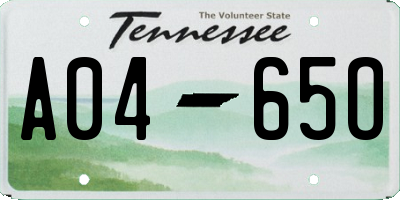 TN license plate A0465O