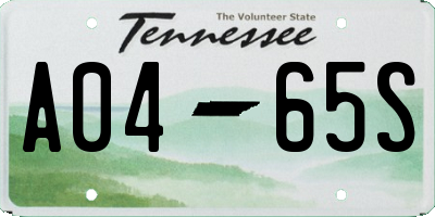 TN license plate A0465S