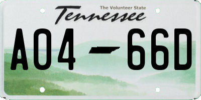 TN license plate A0466D