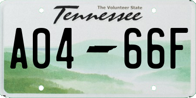 TN license plate A0466F