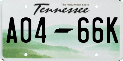 TN license plate A0466K