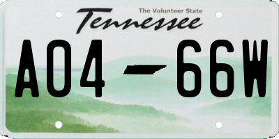 TN license plate A0466W