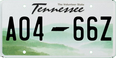 TN license plate A0466Z