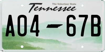 TN license plate A0467B