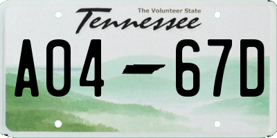 TN license plate A0467D
