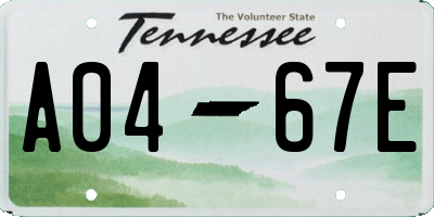 TN license plate A0467E