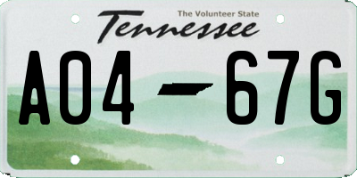 TN license plate A0467G