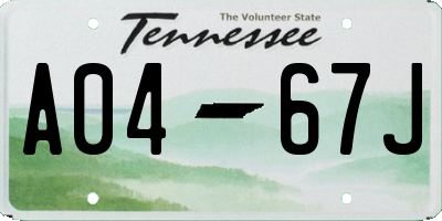 TN license plate A0467J