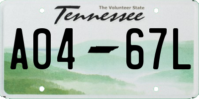 TN license plate A0467L