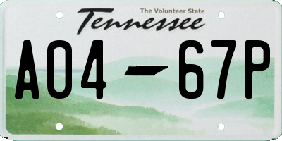 TN license plate A0467P