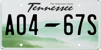 TN license plate A0467S