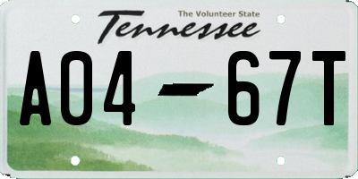 TN license plate A0467T