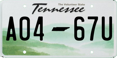 TN license plate A0467U