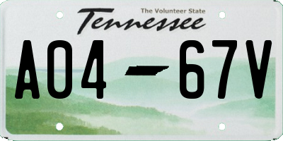 TN license plate A0467V