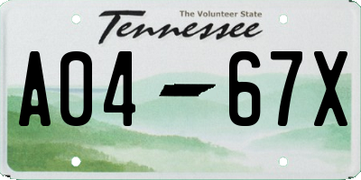 TN license plate A0467X